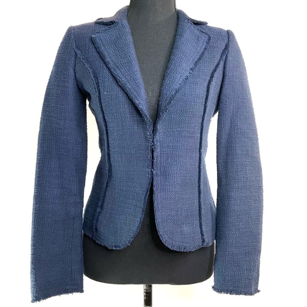 Boden Raw Edge Tweed Blazer Womens SZ 2US Preppy Interview Collegiate Academia